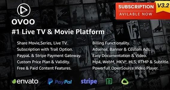 OVOO – Live TV & Movie Portal CMS with Membership System