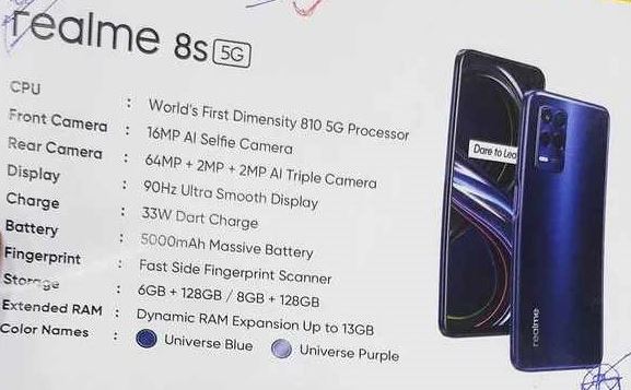 Realme 8s 5G color options officially confirmed, Leaked…