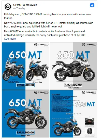 Refreshed 2022 CFMoto 650MT announced – RM31500